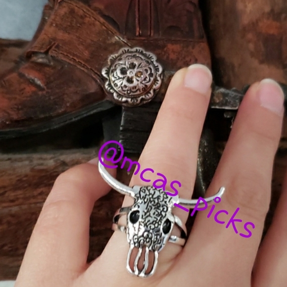 Longhorn Ring. Bull Head Cow Head Steer Head Cowgirl Rodeo Festival Boho Cowboy - Picture 7 of 11